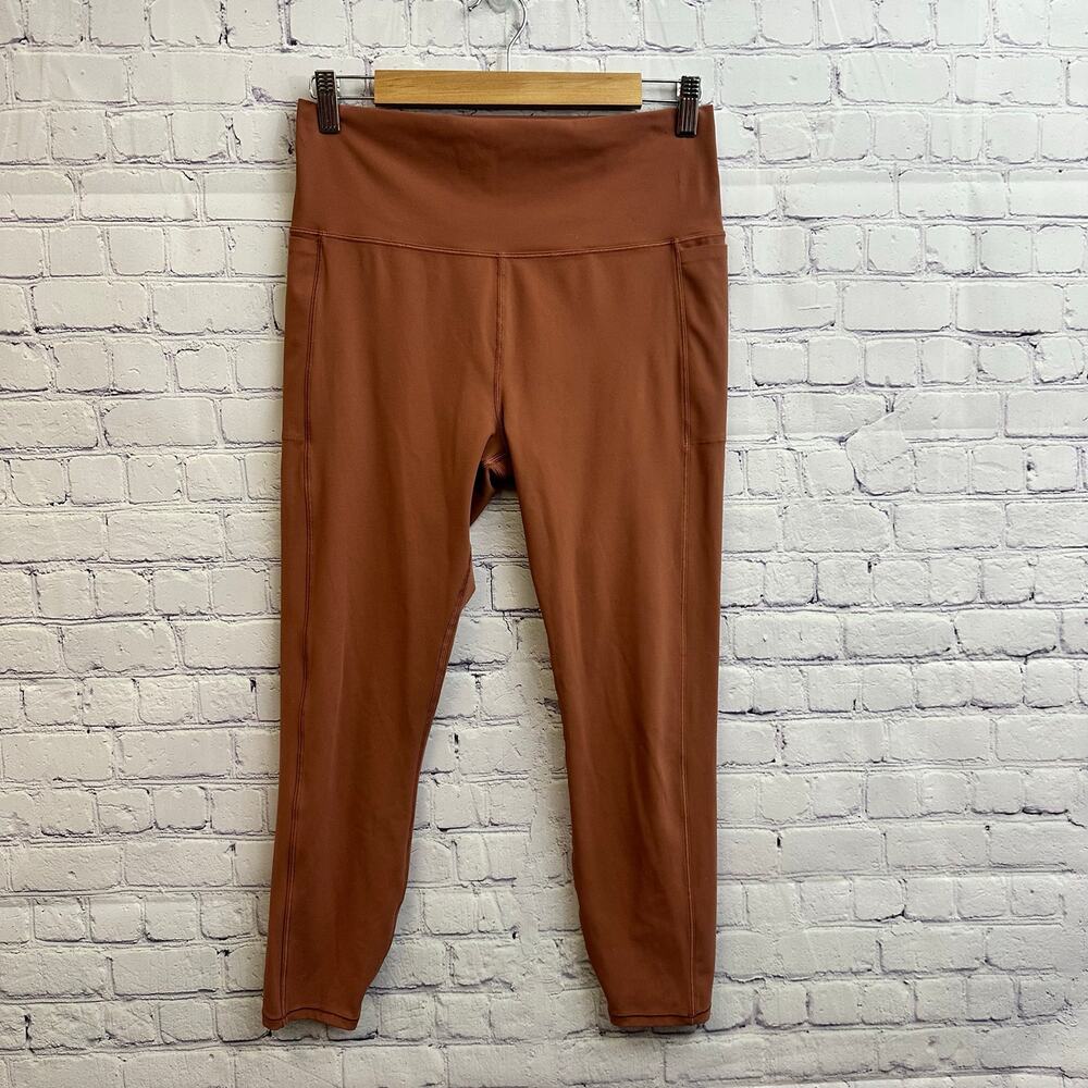 Vuori Studio Pocket Leggings Rust Orange Women's Large Activewear Gym Running